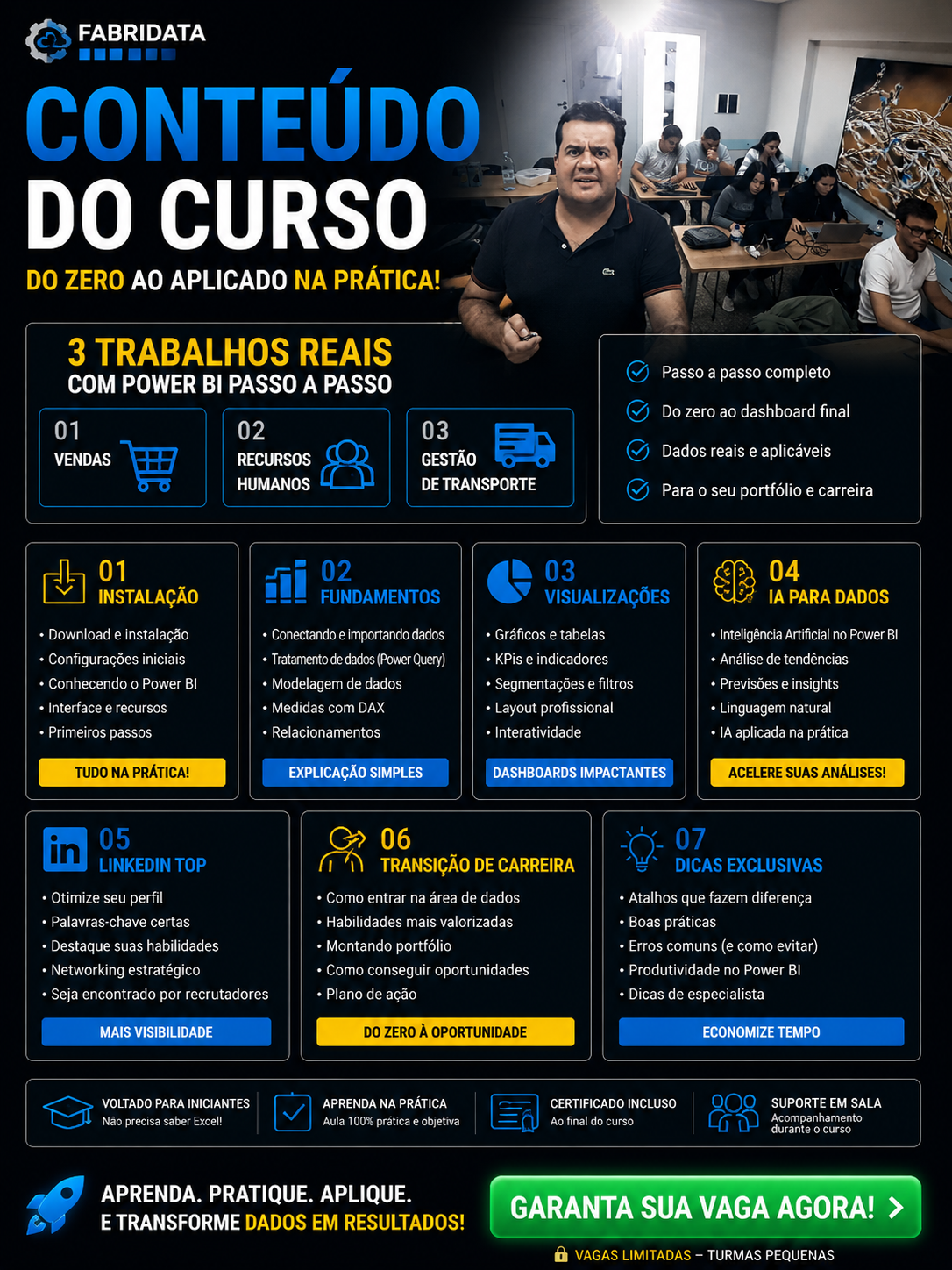 Conteúdo do Curso Power BI + IA da Fabridata